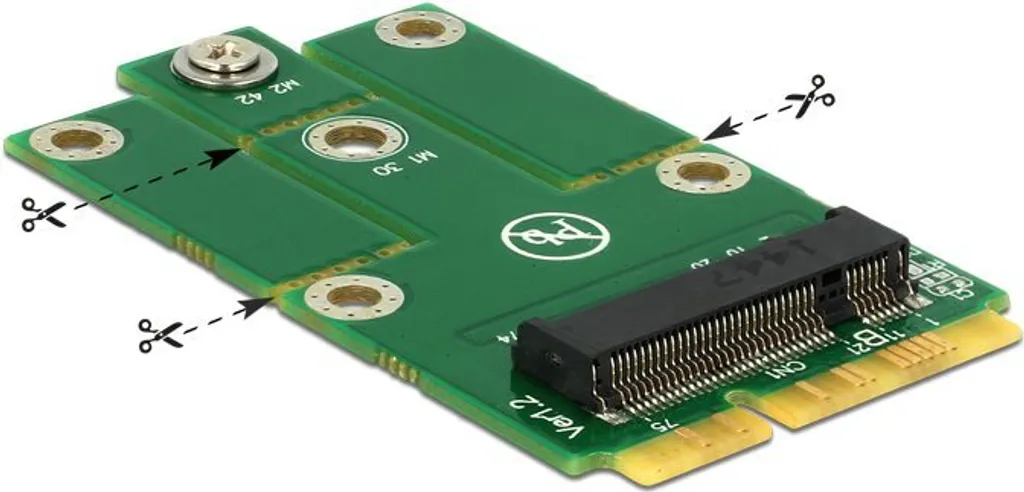 Adaptateur DeLOCK 62654 MiniPCIe vers M.2 NGFF Contrôleur de Stockage