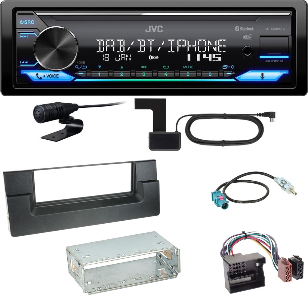 JVC KD-X482DBT Bluetooth Digitalradio Einbauset für BMW 5er E39 ab 10/2000