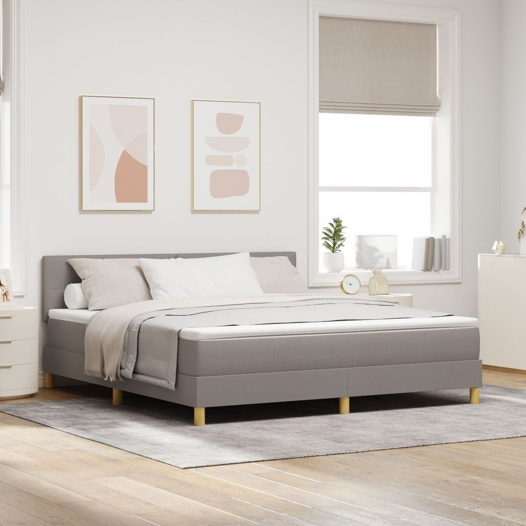 Möbel Boxspringbett mit Matratze Taupe 180x200 cm Stoff - Klassische Betten 3338941