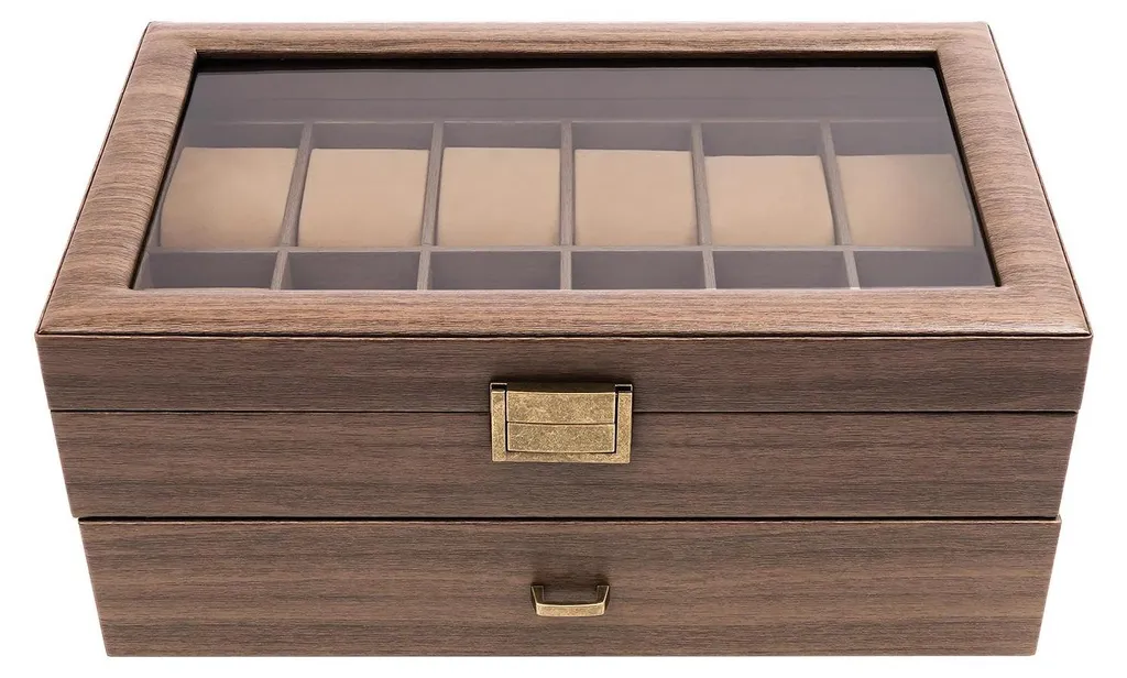 Organiseur de montres pour collectionneurs en bois marron à 24 places