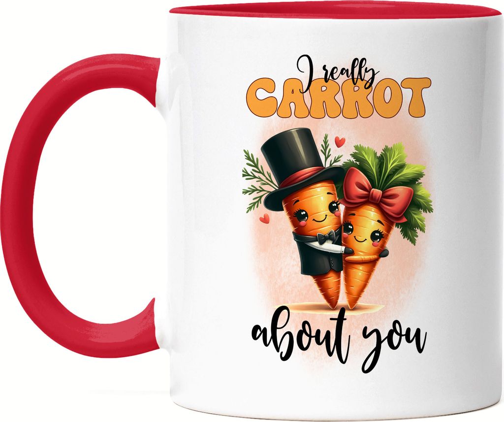 I Really Carrot About You Liebe Karotte Spruch Tasse Rot