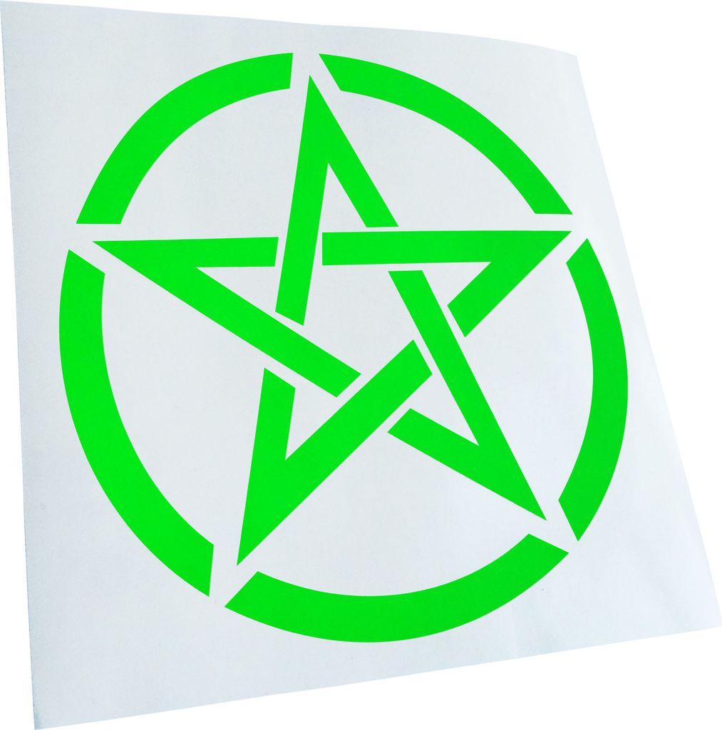 Kiwistar - Autoaufkleber - neongrün - 60 x 60 cm - Pentagramm - Heckscheibenaufkleber - Aufkleber für Auto Kfz Fahrrad, LKW, Truck Mofa