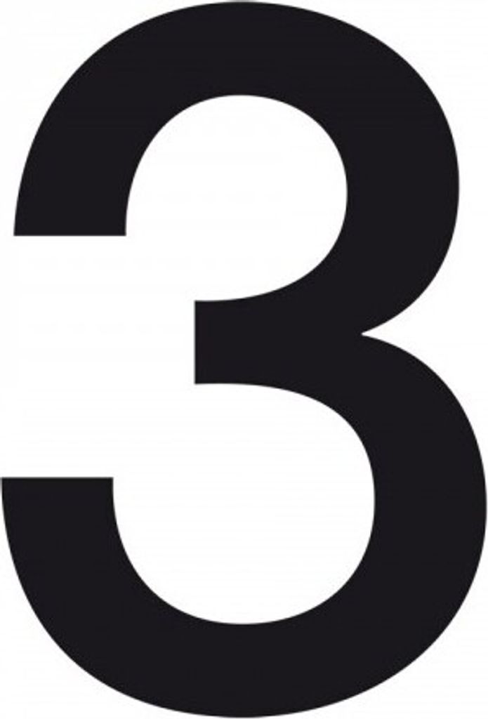 Aufkleber I Stanzzahl 3, wasserfest, schwarz, Folie, selbstklebend, Schrifthö...