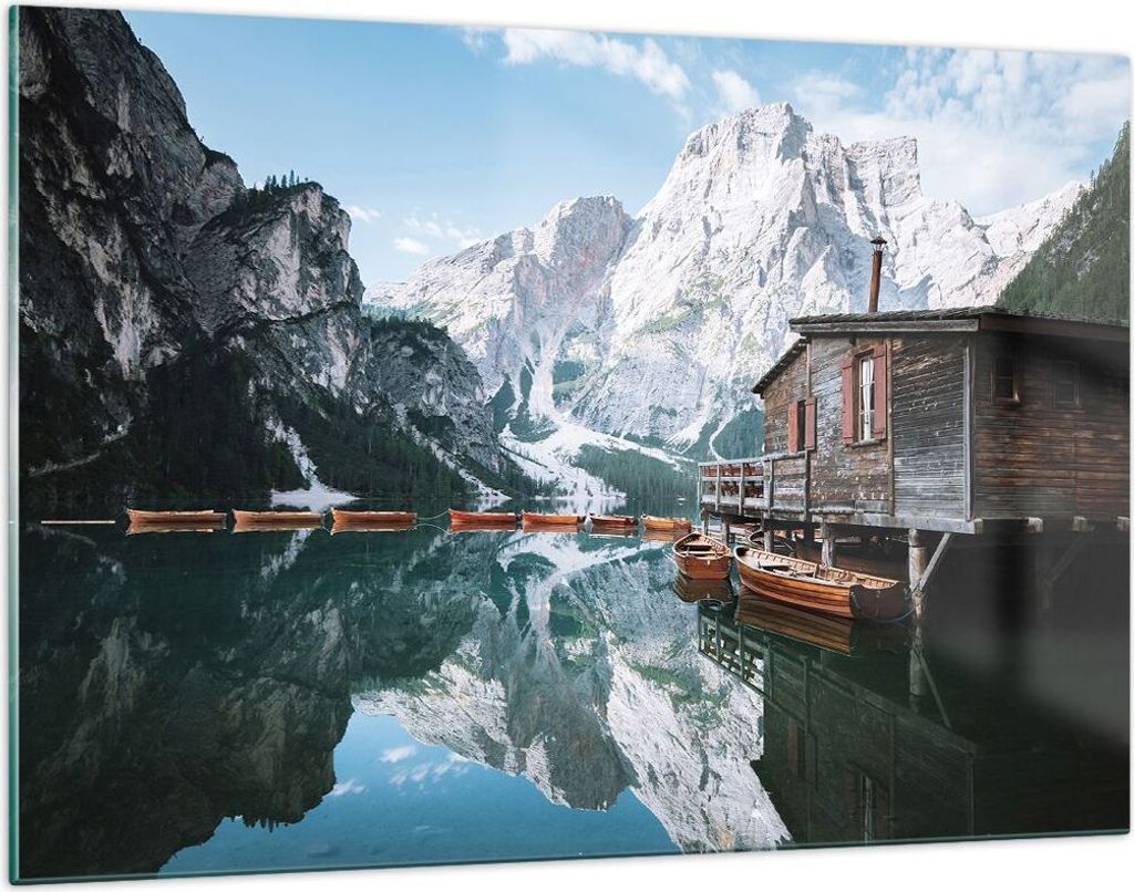 Bilder auf glas - Einteilig - Cottage Oben Der See - 120x80cm - Glasbilder - Wandbilder - Bilder - zum Aufhängen bereit - Wanddekoration aus Glas ...