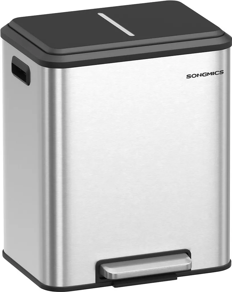 Poubelle de cuisine argent pour famille nombreuse, grande capacité 50L