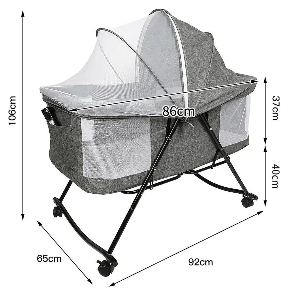 Lit bébé à barreaux structure métal gris uni - Couchage 0-12 mois - 7