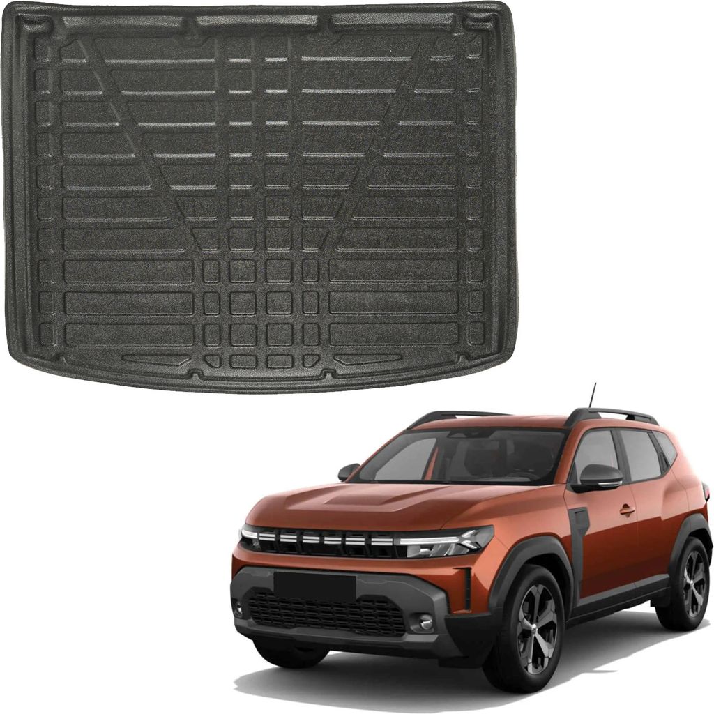 SCOUTT | Kofferraumwanne Laderaumwanne Kompatibel mit Dacia Duster 3 Ab 2024 4x2 Hybrid, Obere Boden, mit Hoher Rand, Kofferraum-Schutzmatte, Gerif...