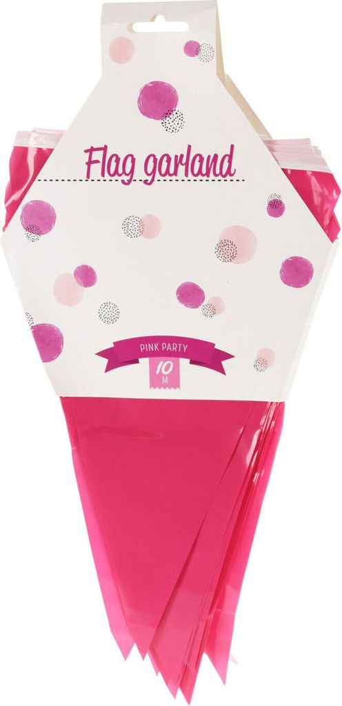 Rosa Wimpelkette mit 20 Flaggen, 10 m