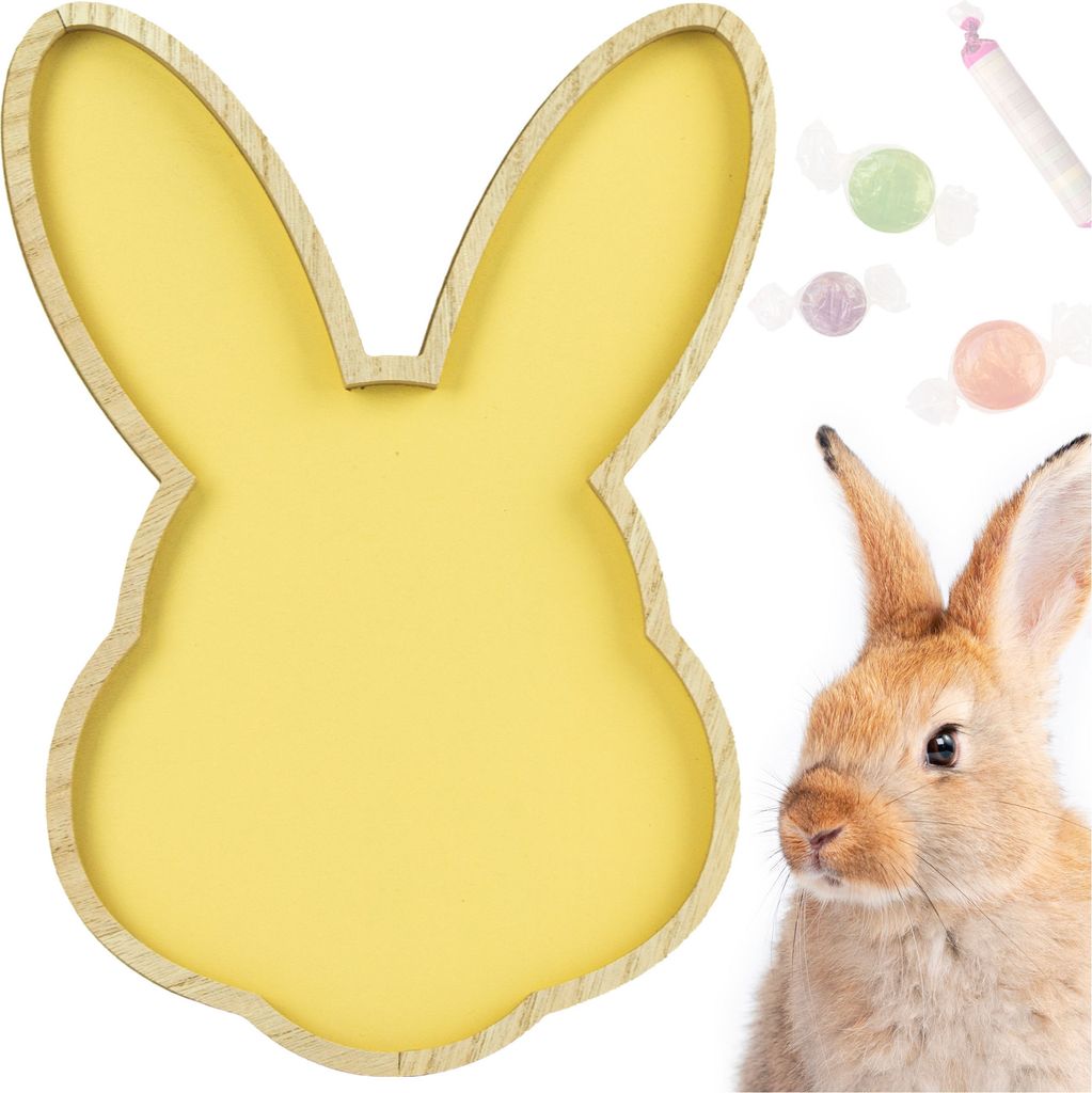 Osterdekoration, Hasenmuster 30.5x21.5 cm Ostern Deko Ostern Tablett Gelb