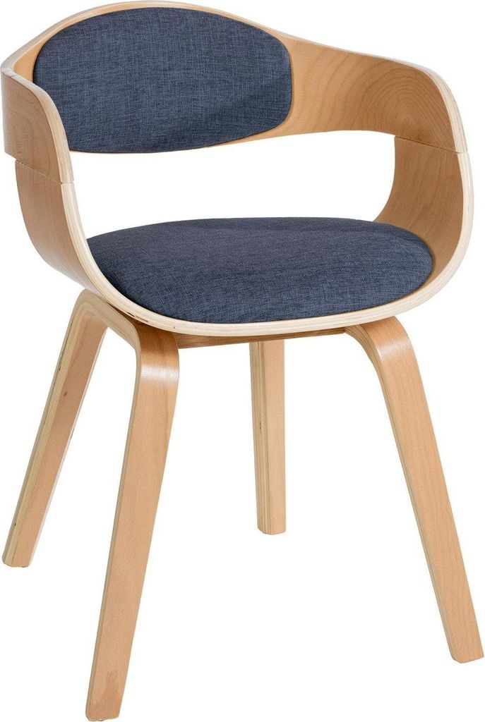 Moderner Besucherstuhl - Gastgeberstuhl - Komfortables und wartungsfreundliches Design | Farbe: Natur/Blau