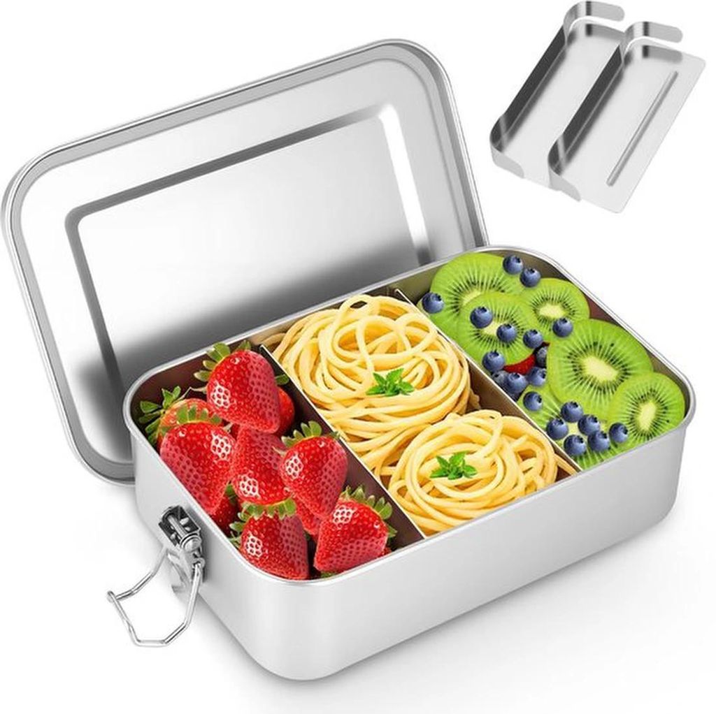 Stainless Steel Lunchbox mit großem Fassungsvermögen und entfernbarer Schublade, leckfreier Entwurf