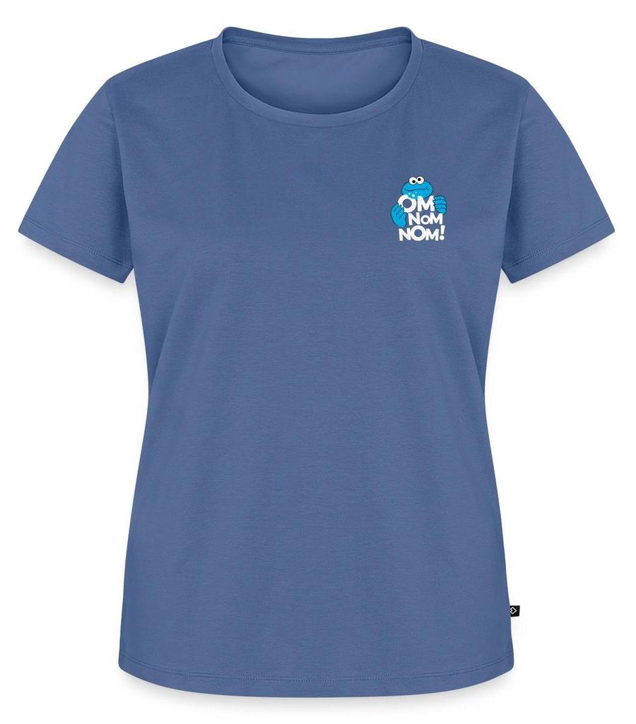 Spreadshirt Sesamstraße Krümelmonster Om Nom Nom Klein Frauen Premium T-Shirt, S, Taubenblau
