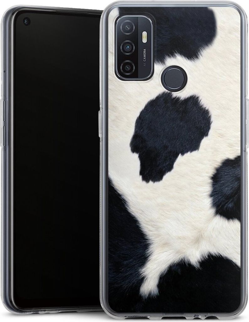 DeinDesign Handyhülle für Oppo A53 Silikon Hülle Case Smartphone Schutzhülle Animal-Look Animalprint Kuhfell