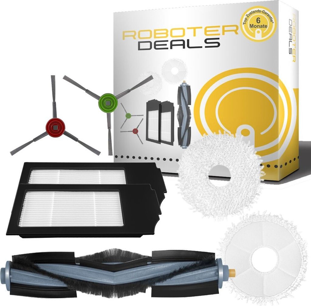 Zubehör Set, Ersatzteile Kit für Ecovacs Deebot X1 OMNI u. X1 Turbo (1x Hauptbürste, 2x Seitenbürste, 2x Pad, 2x Filter)
