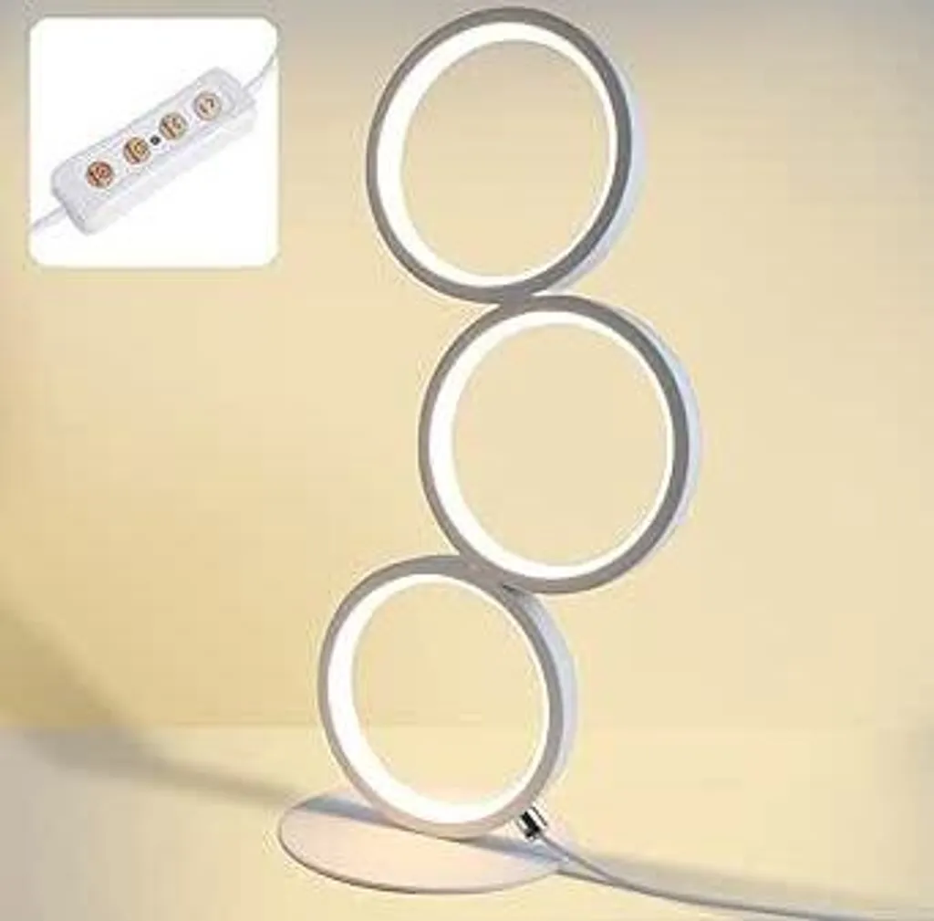 ZMH Lampe de table LED variable 12W Blanche - Luminaire Anneau Moderne