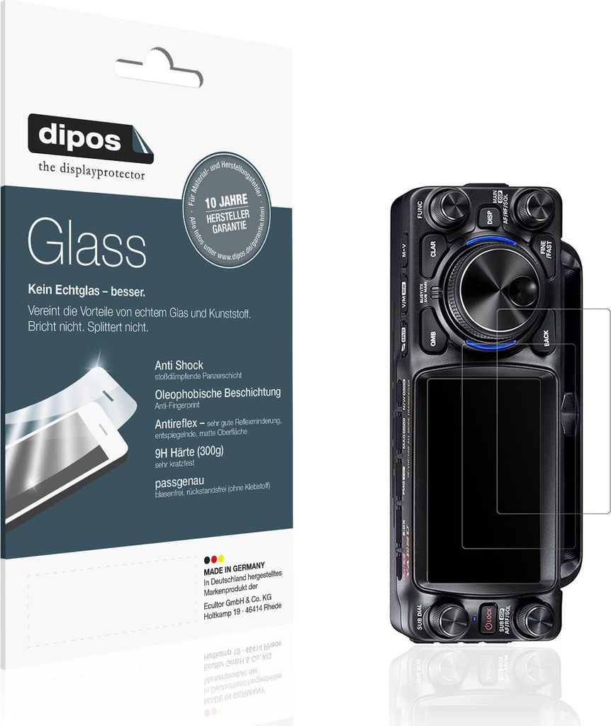 2x Schutzfolie für Yeasu FTX-1 matt - Anti-Shock 9H Folie dipos Glass Kunststoffglas