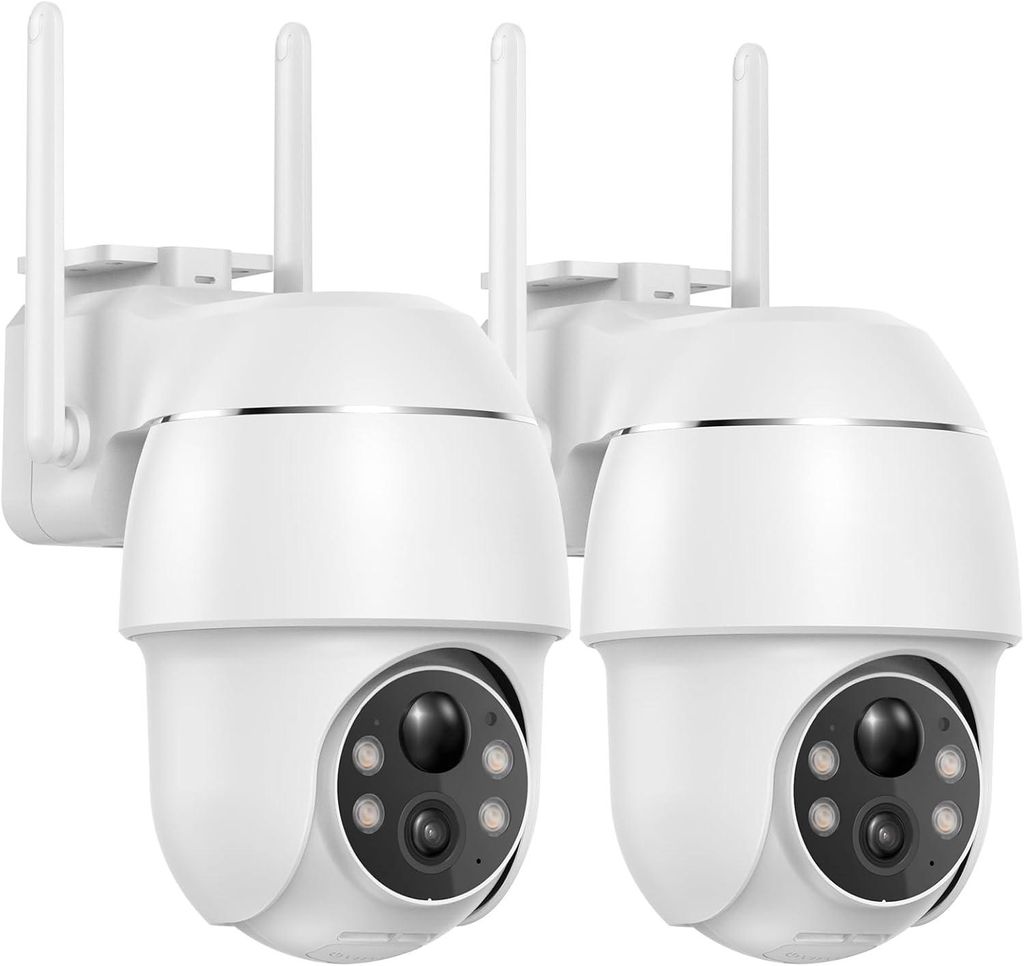 2 Stück 2K Überwachungskamera Aussen Akku, 355°/90° Schwenkbar, Kabellose WLAN IP Kamera Outdoor mit Nachtsicht in Farbe, Personen-/Bewegungser...