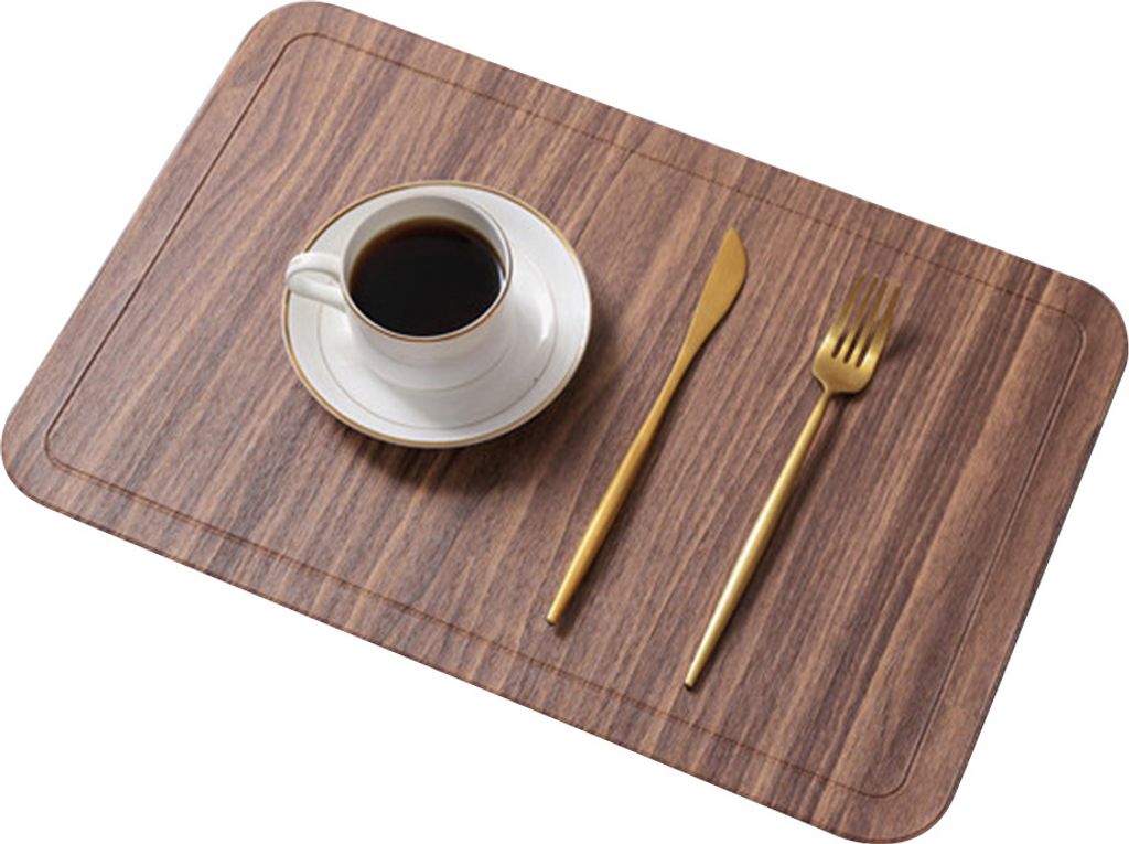 45x30 cm Kunstleder Antiskid Schüssel Schale Tischemat Hitze isoliertes Esstischmatte-Kaffee