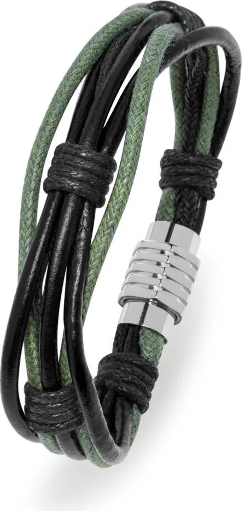 Bracelet homme noir et vert avec fermoir magnétique en acier inoxydable