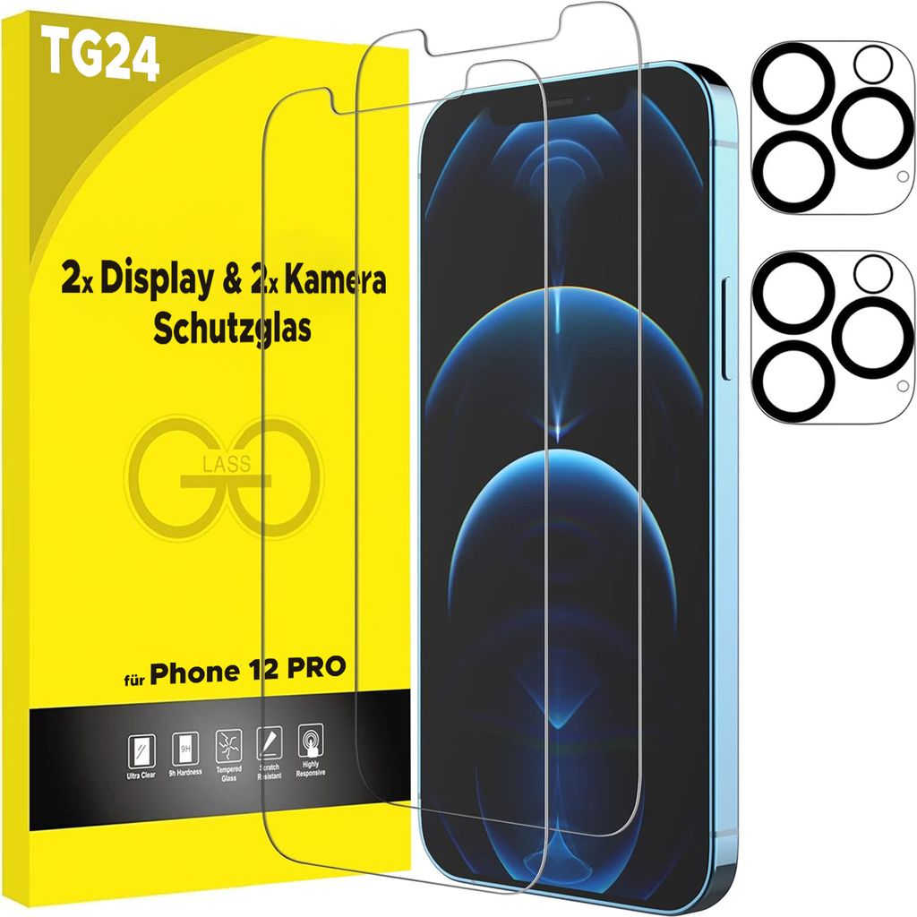 2X Schutzglas (Display + Kamera) für iPhone 12 Pro Produktbild 