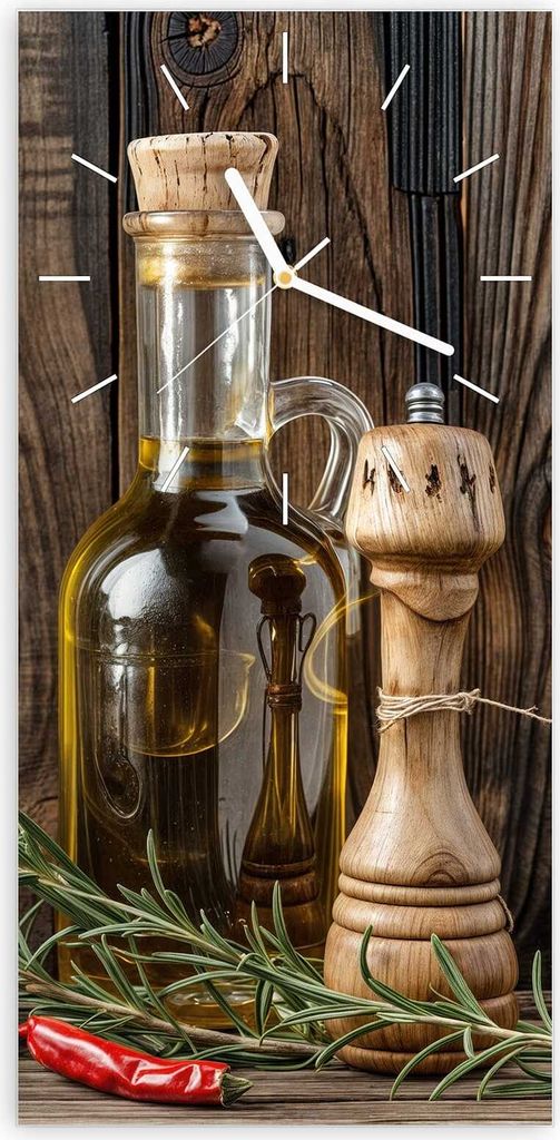 Wanduhr aus Glas mit Motiv Küchendekoration- 30 x 60 cm - inkl. Aufhängesystem