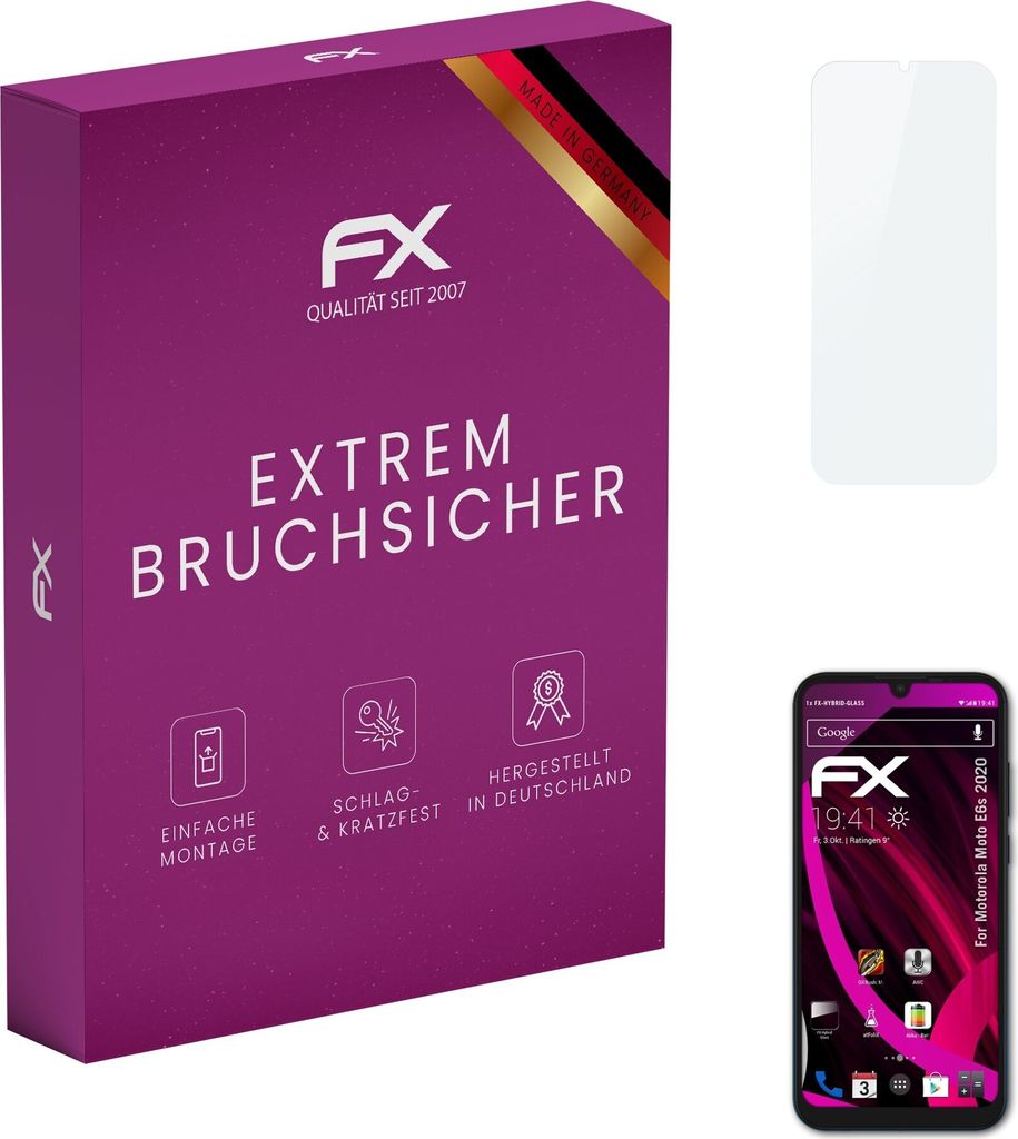 atFoliX FX-Hybrid-Glass Displayfolie kompatibel mit Motorola Moto E6s (2020) Glasfolie
