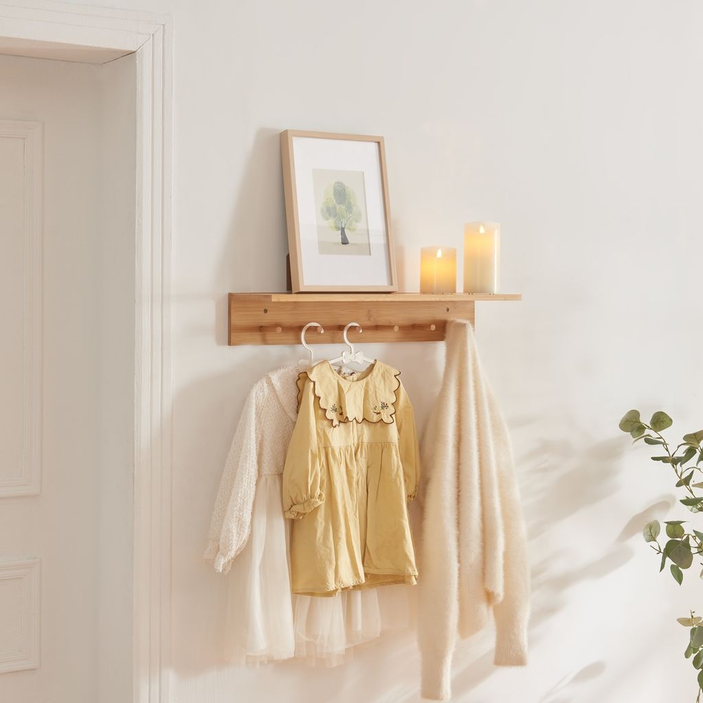 Wandgarderobe ‘Fjord’ mit Regal und 6 Haken 58,5 x 16,5 x Produktbild 