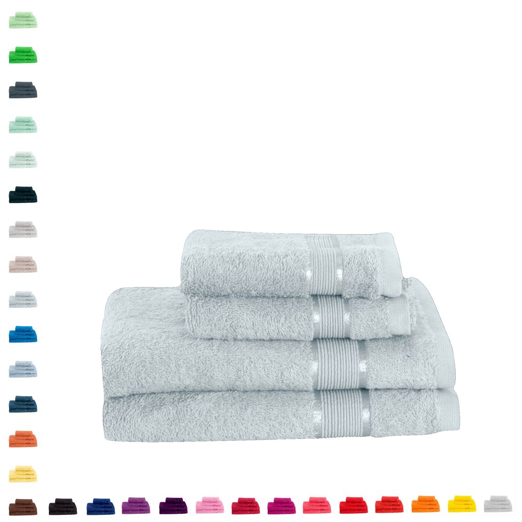 4 tlg. Handtuchset 2x Duschtuch 70 x 140cm 2x Gästetuch 30 x 50cm Baumwolle, Farbe:Hellblau