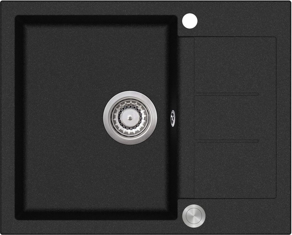 GURARI Granitspüle SQT 102 -601 AWP, Einbau Granitspüle Schwarz, inkl. Siphon, 62x50
