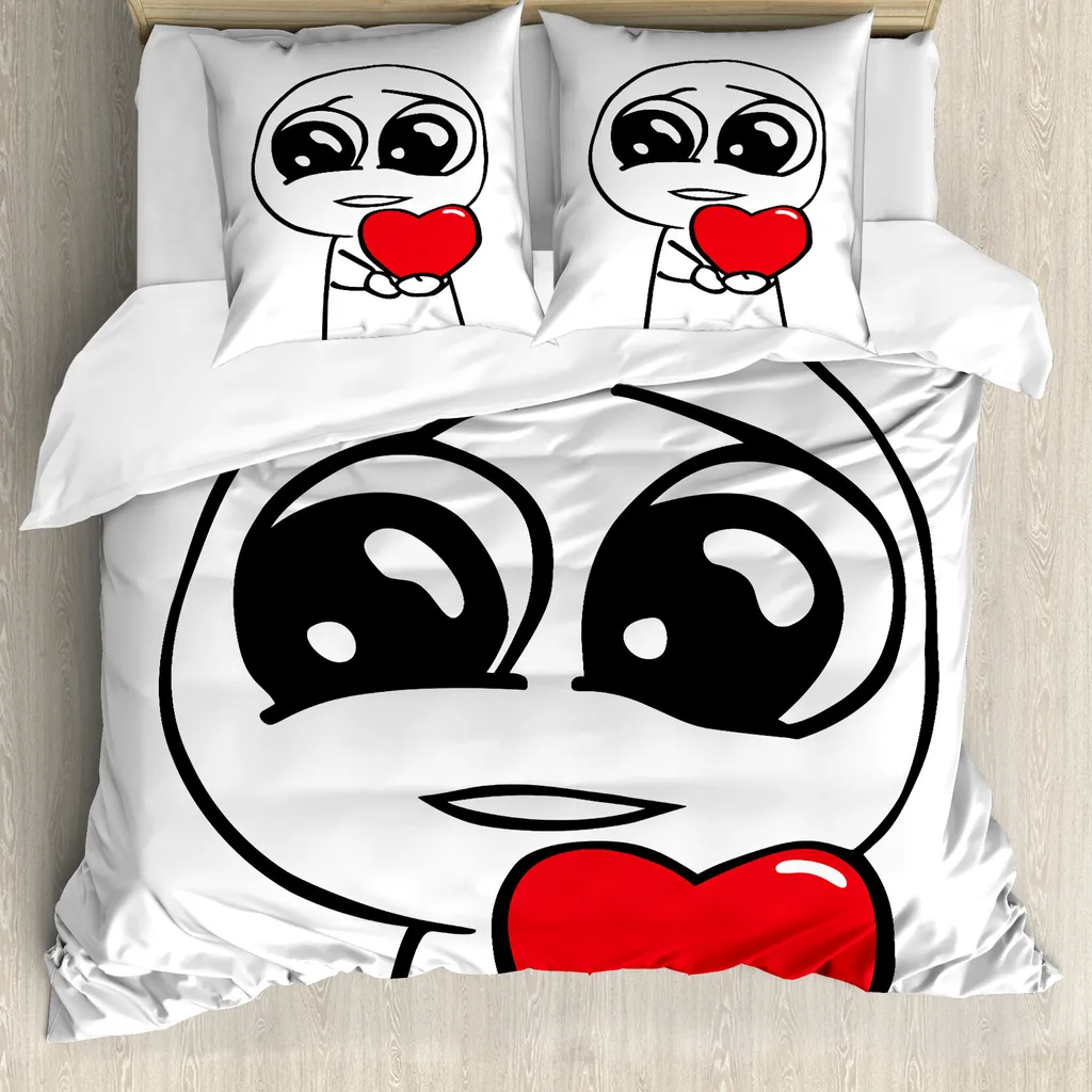 Copripiumino Meme ABAKUHAUS 200x200 Rosso Bianco | Set Letto Anti-Acaro