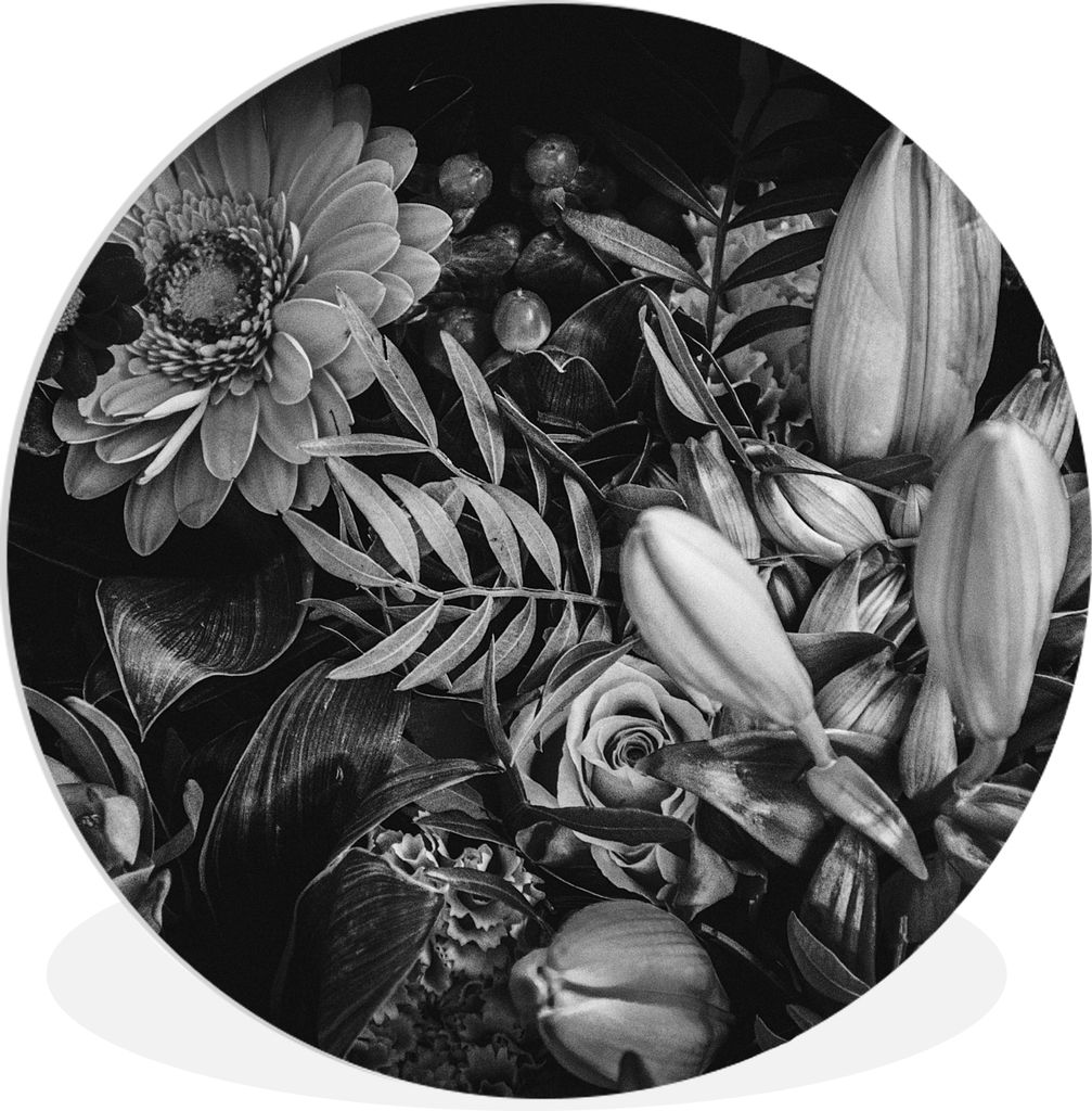 MuchoWow Rundes Wandbild - Runde Bilder Blumenstrauß - Stilleben - Blumen - Pflanzen - Rot Ø 30 cm Kreis Wanddekoration Kunststoff - Wandkreis ...
