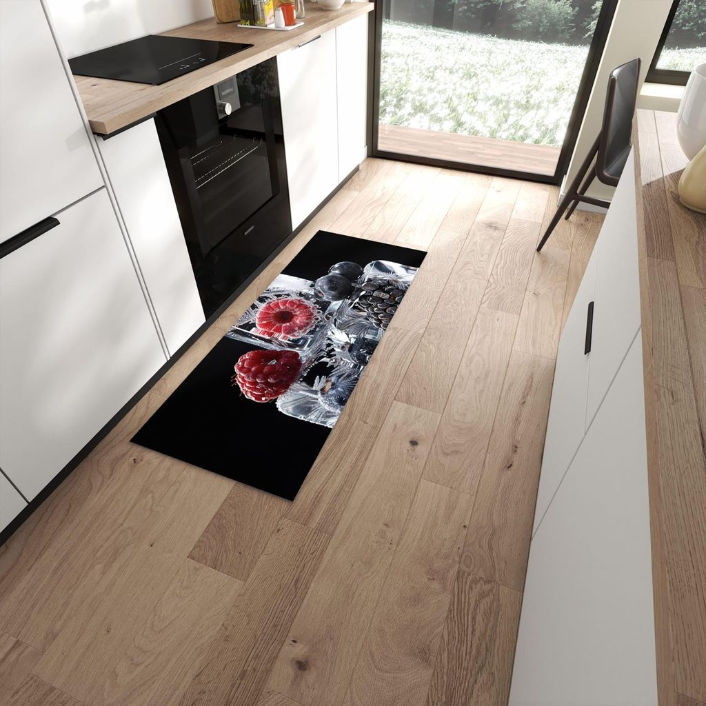 Küchenteppich 60x150cm rutschfest & abwischbar PVC Läufer - Gefrorene Früchte