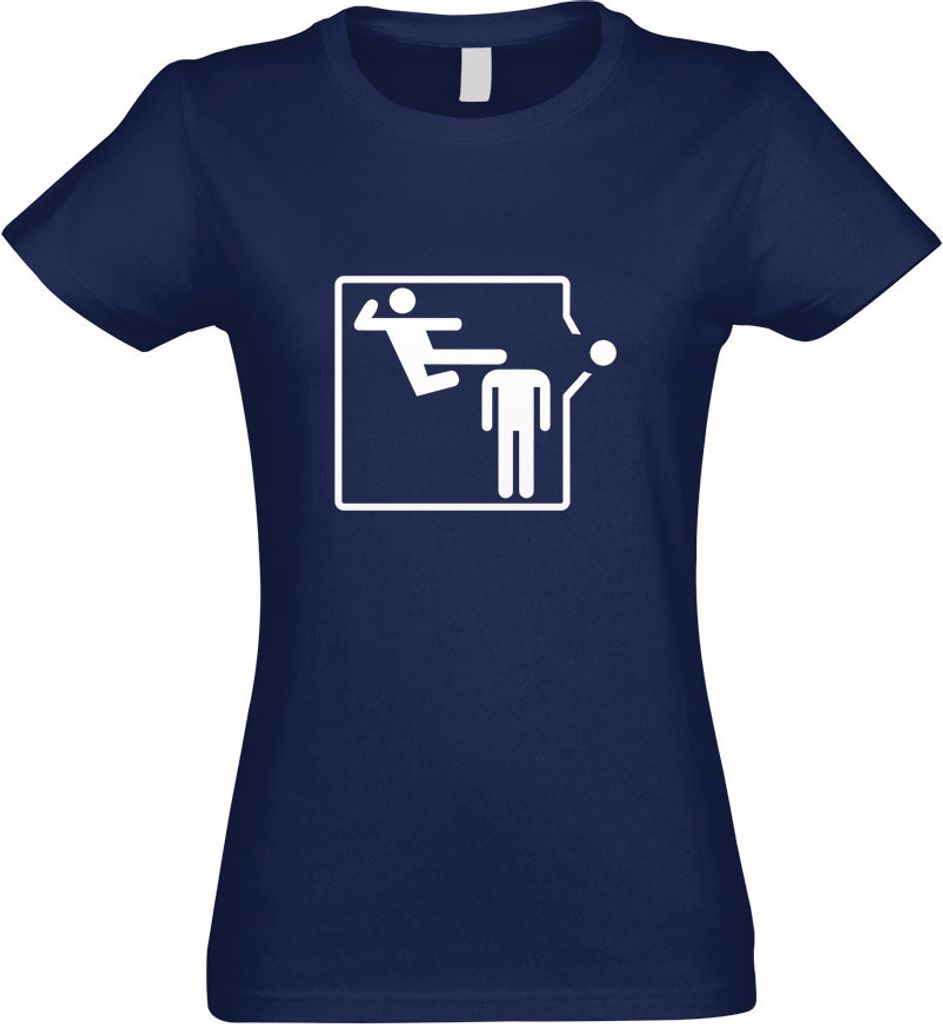 Kiwistar - T-Shirt tailliert - Damen - Navy - Karate Kick - mit Motiv Bedruckt - Funshirt Design - Sport - Freizeit - Damen - S