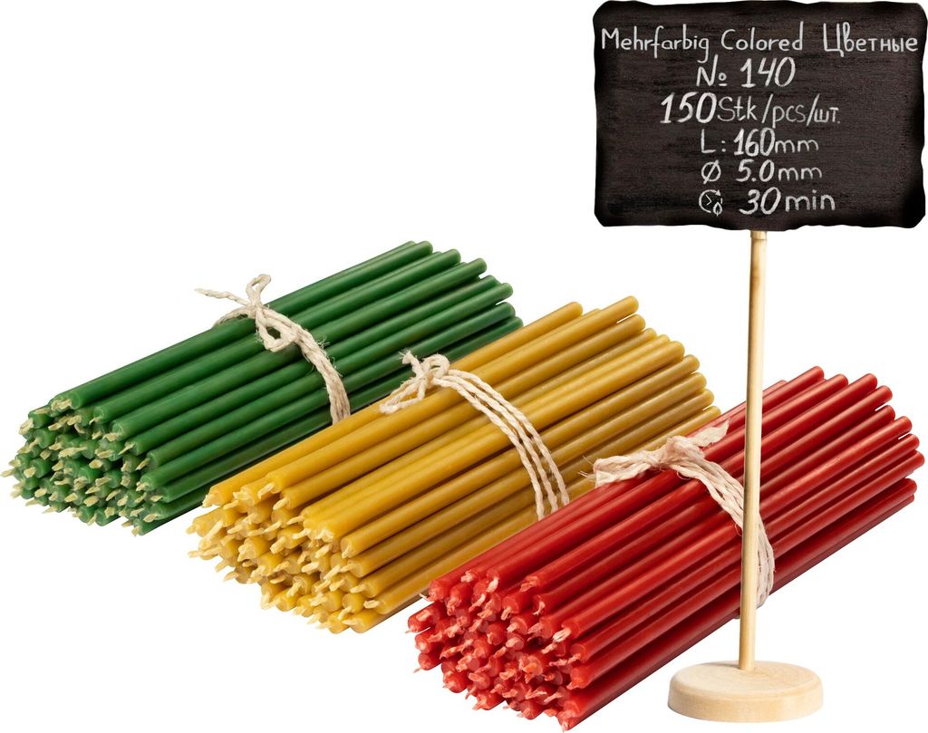 150 ks. Sada různobarevných voskových svíček 16 cm : Obrázek produktu 