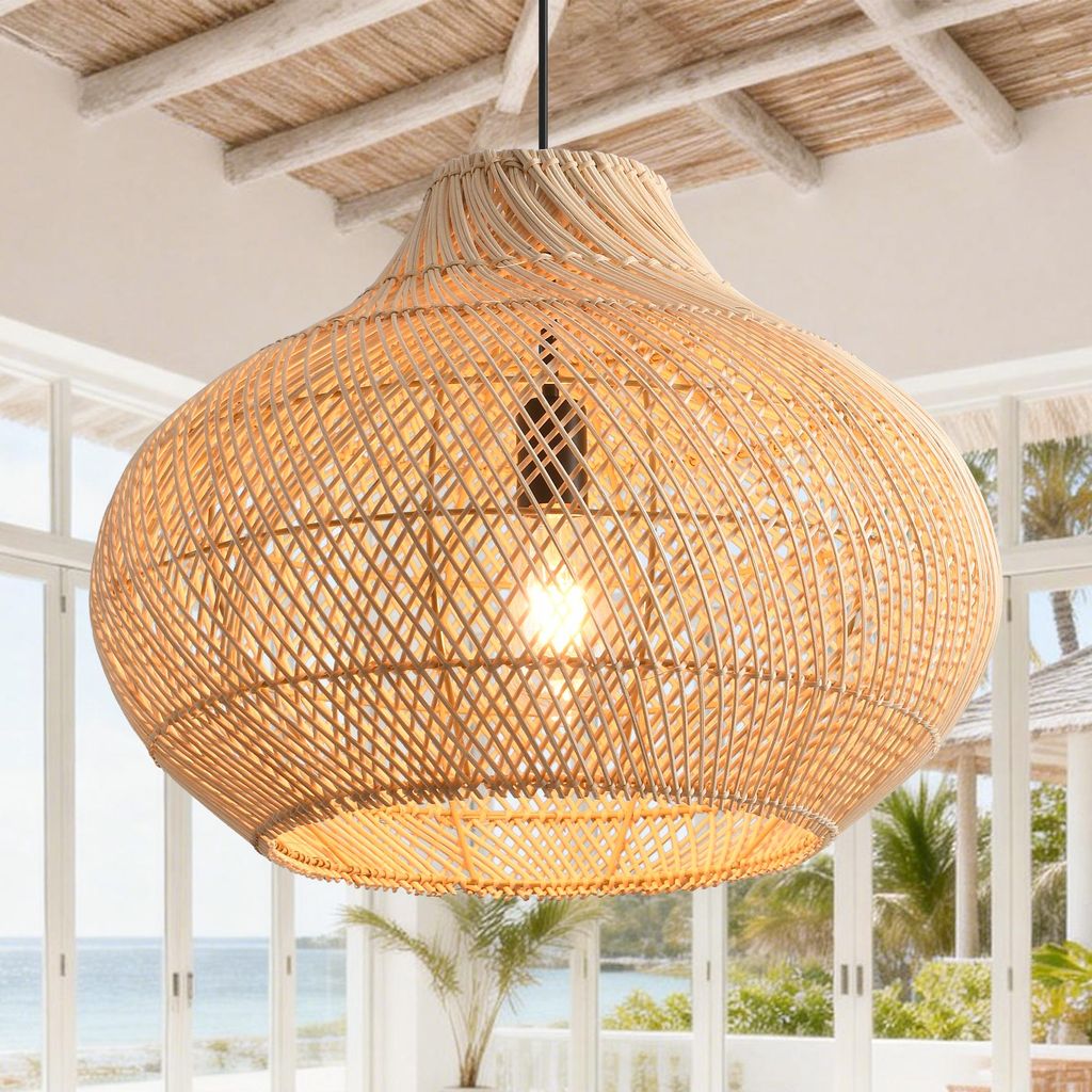 Parrot Uncl Rattan-Pendelleuchte, natürlicher Rattanschirm, Produktbild 