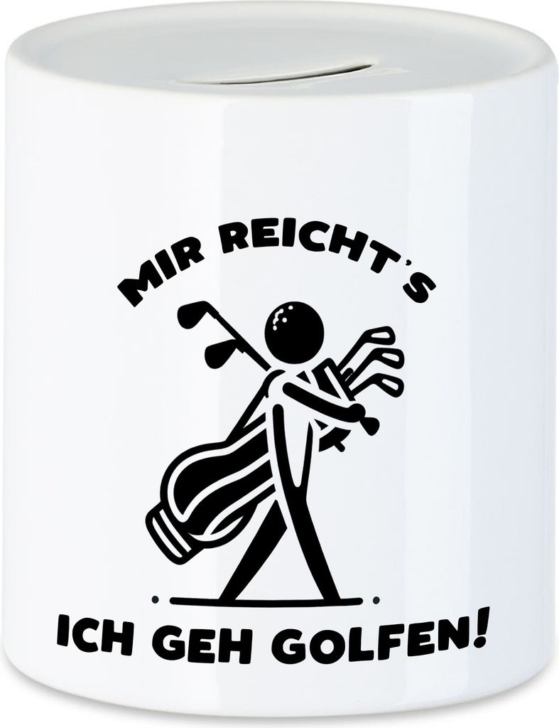 Mir reichts ich geh Golfen Silhouette Golfbag Spardose - Produktbild 