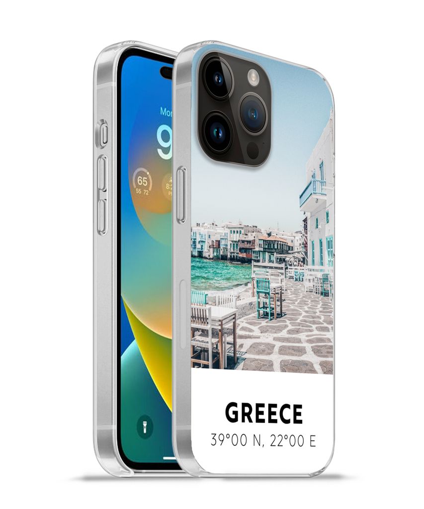 MuchoWow Handyhülle Schutzhülle Hülle für Apple iPhone 14 Pro Max Griechenland - Meer - Blau Silikon Softcase Handy Hülle - Hardcover
