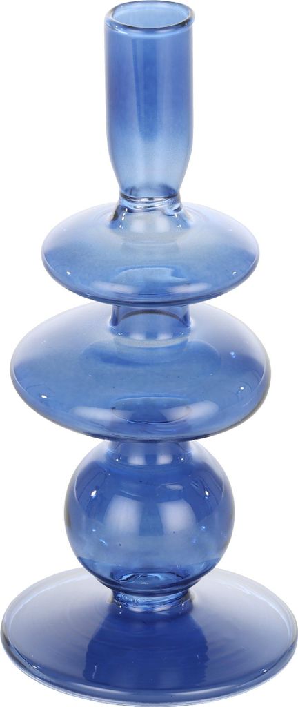 EGLO LIVING Kerzenhalter Molume 19,5 cm, dekorativer Stabkerzenhalter aus blauem Glas im retro Design für Tischdeko und stilvolle Wohnaccessoires