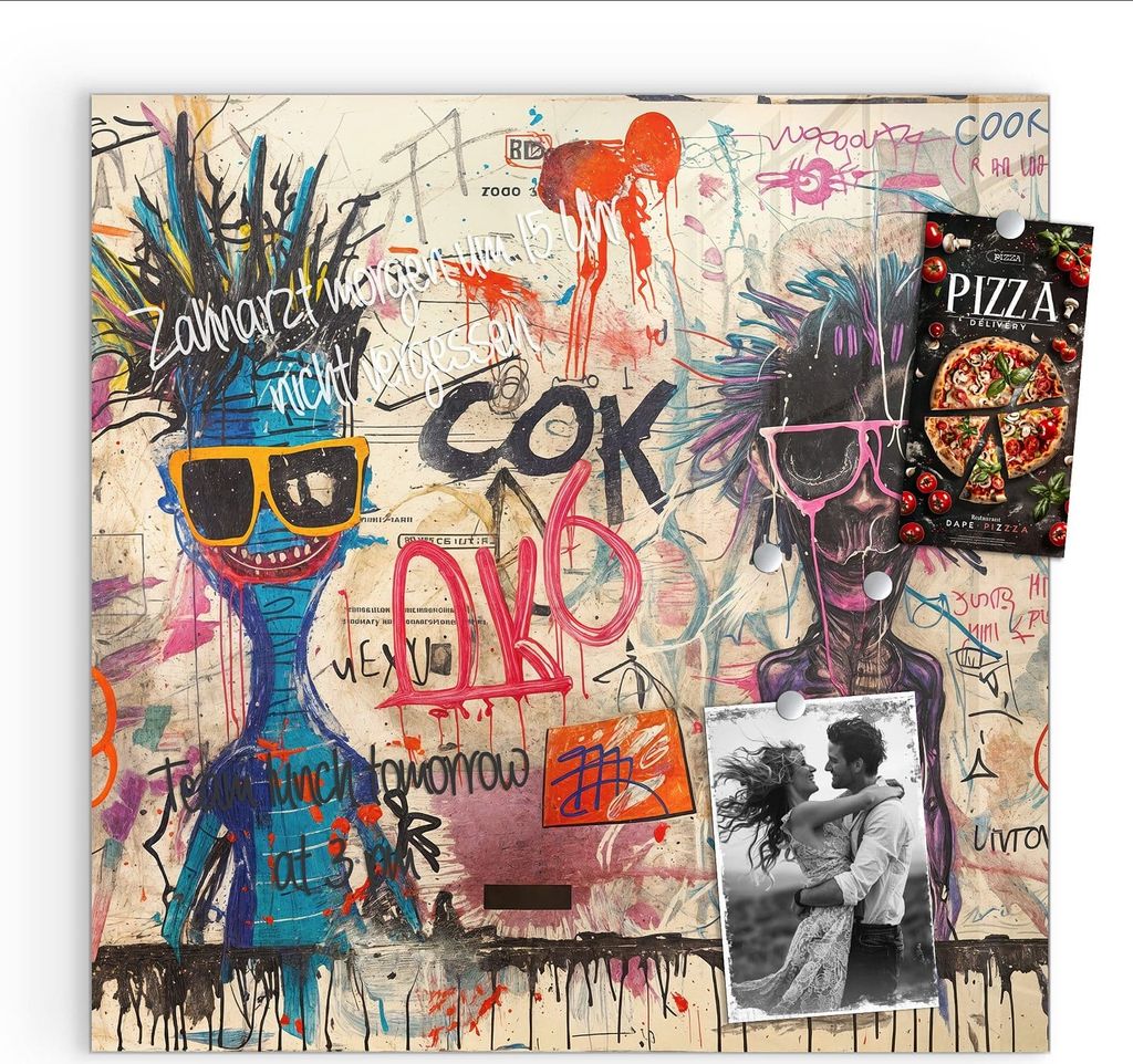 Magnettafel 50x50cm Pinnwand Whiteboard beschreibbar - Graffiti Tiere