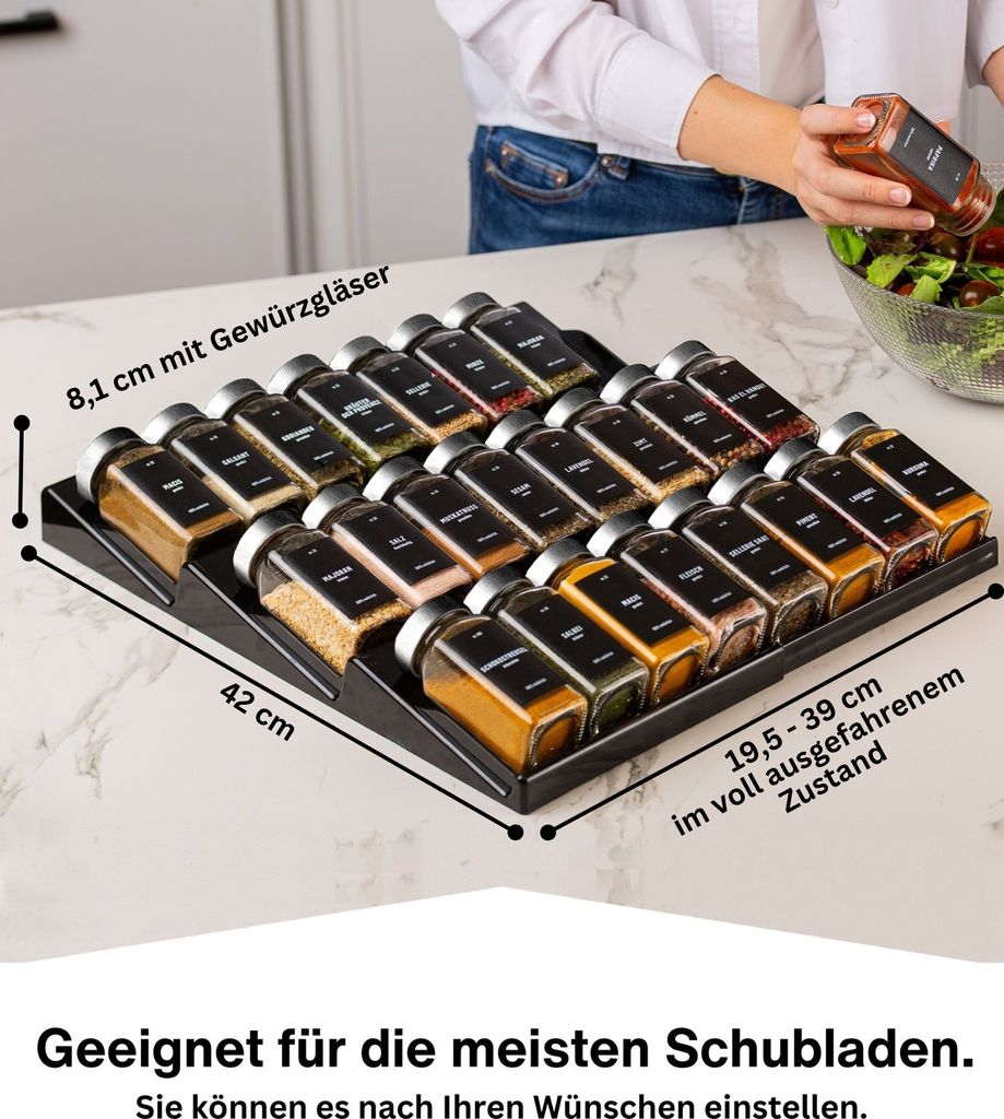 2er Set Verstellbares Gewürzregal für Schublade mit 24 Produktbild 3