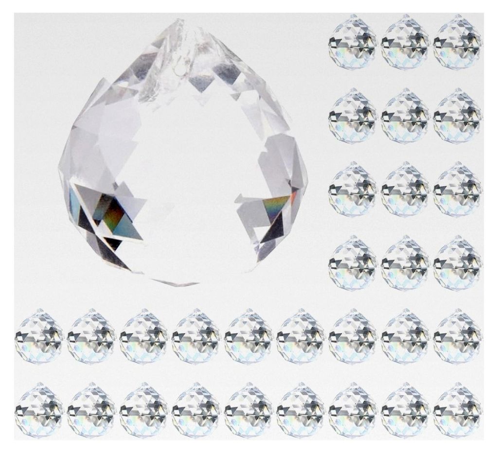 30 Stück Kristall Sonnenfänger - 20mm Regenbogen-Kristallkugel aus hochwertigem K9-Kristallglas für Fensterdekoration und DIY Gestaltung.