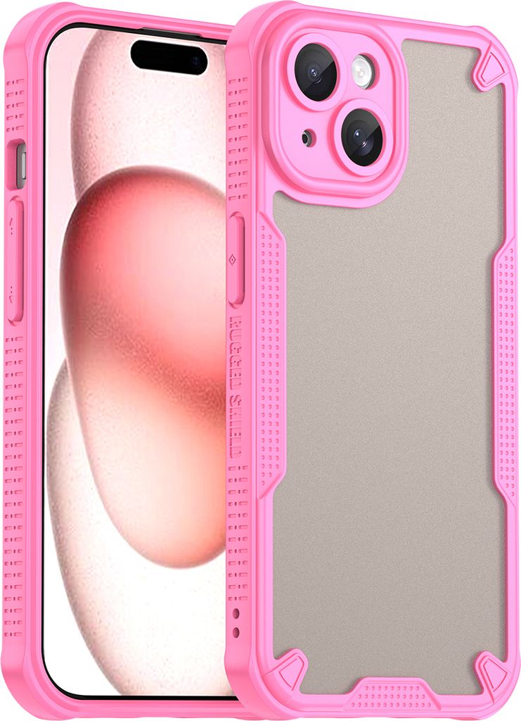Schutzhülle für iPhone 15, durchsichtige matte Rückseite, TPU Bumper Case Pink