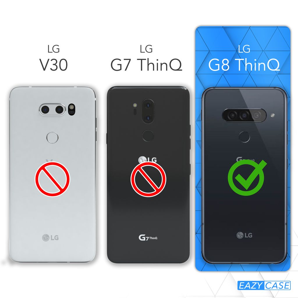 EAZY CASE Hülle kompatibel mit LG G8 ThinQ Schutzhülle mit Flüssig-Glitzer, Handyhülle, TPU / Silikon, Transparent / Durchsichtig, Pink