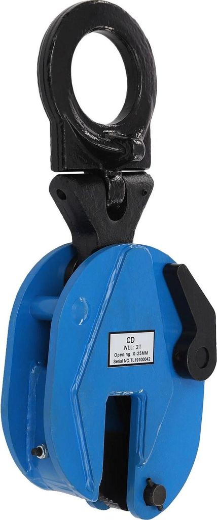 Plattenhebeklemme - Für Stahlplatten - Legierter Stahl - Schwerlast - Horizontal/Vertikal/Seitlich heben - Maulöffnung 0–25 mm - Blau