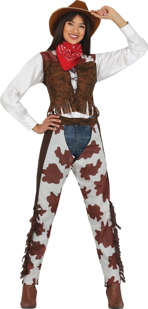 Cowgirl Abenteuer Weste Halstuch Westernlook Karneval Accessoires Cowboyhut Bandana, Größe: 38 - 40 (M) Farbe: Braun