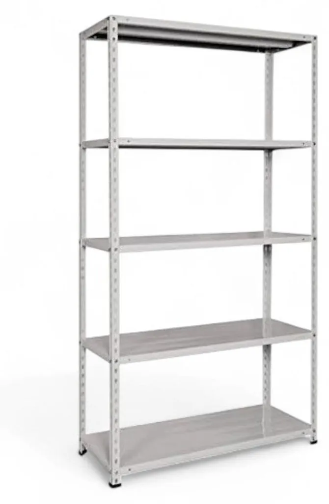 Rayonnage d'angle robuste 5 plateaux pleins pour garage - 200 cm