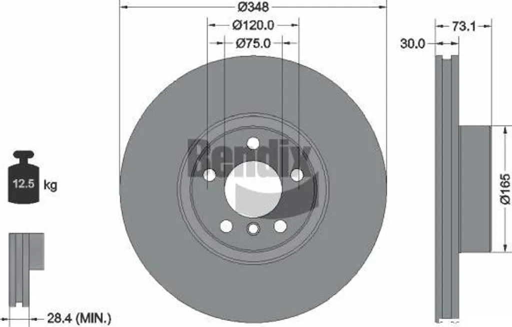 Disque de frein haute teneur en carbone Bendix BDS2209RHC pour X4