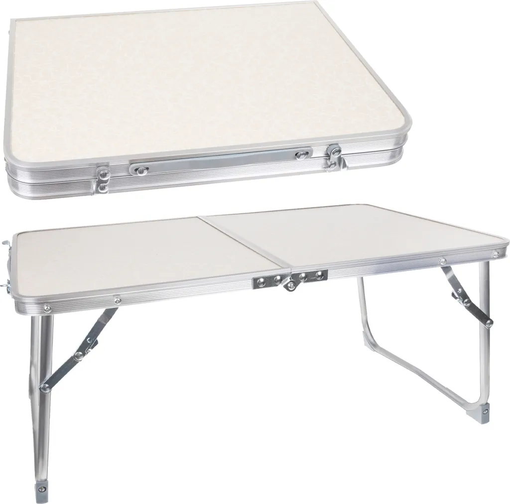 Table de camping pliante format valise avec poignée de transport intégrée