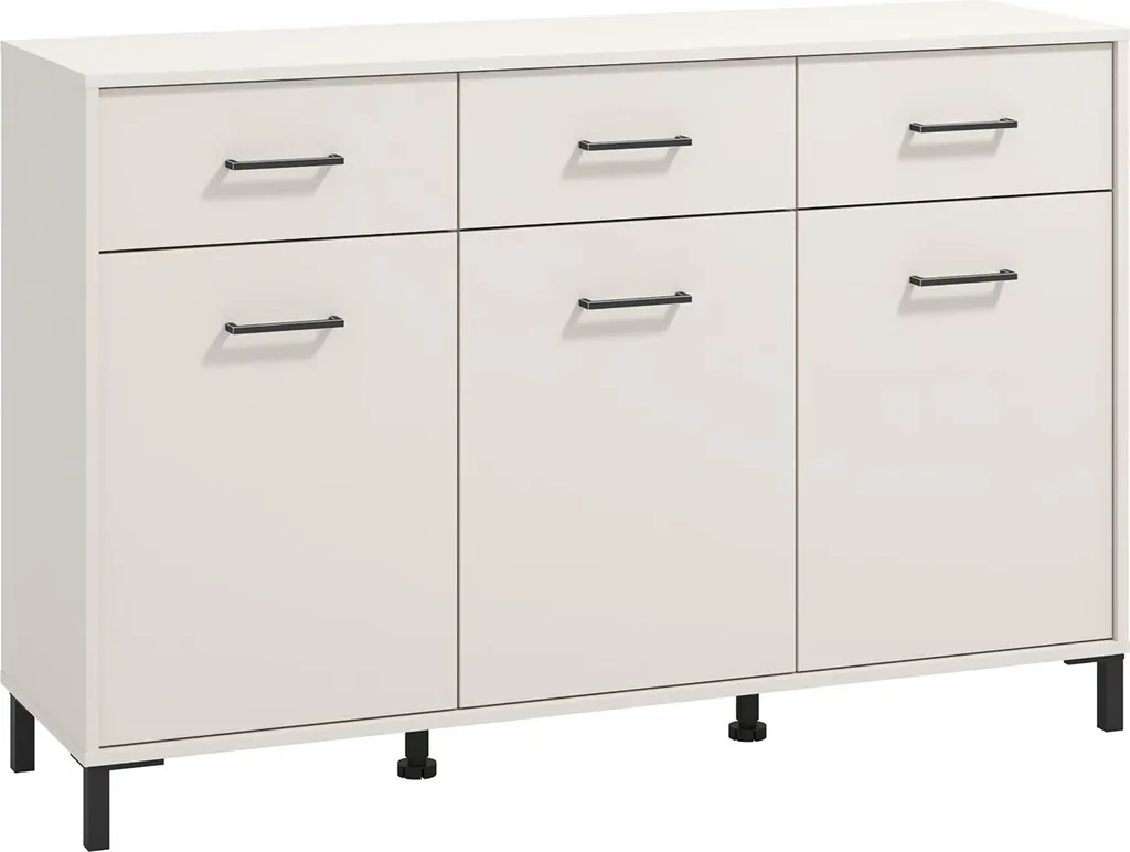 Meuble de Rangement Blanc Crème 138x40x90 cm pour Salle à Manger Chic