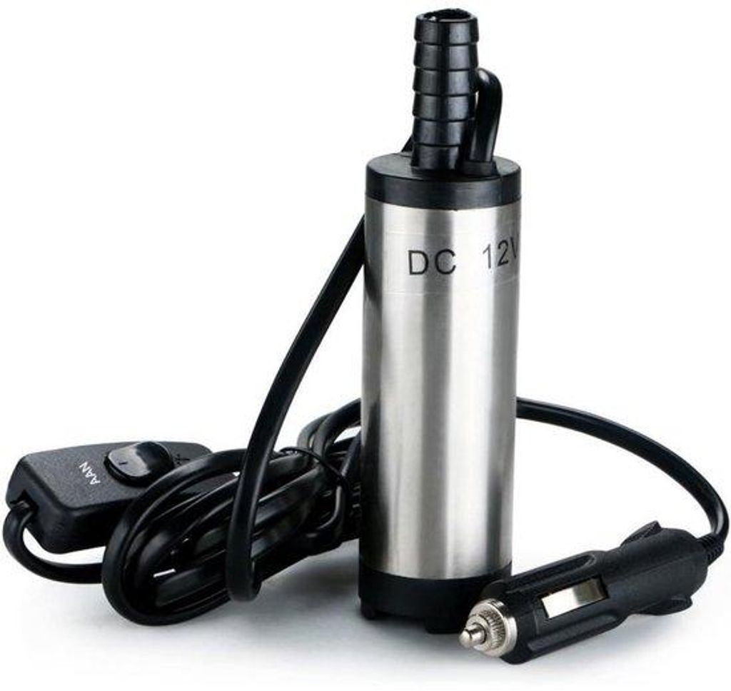 12V Diesel-Wasser-Pumpe - 38mm - mit Zigarettenanzünder-Anschluss - Öl-/Wasser-Pumpe - für Autos, Wohnmobile und Boote - kleine Saugpumpe - für...
